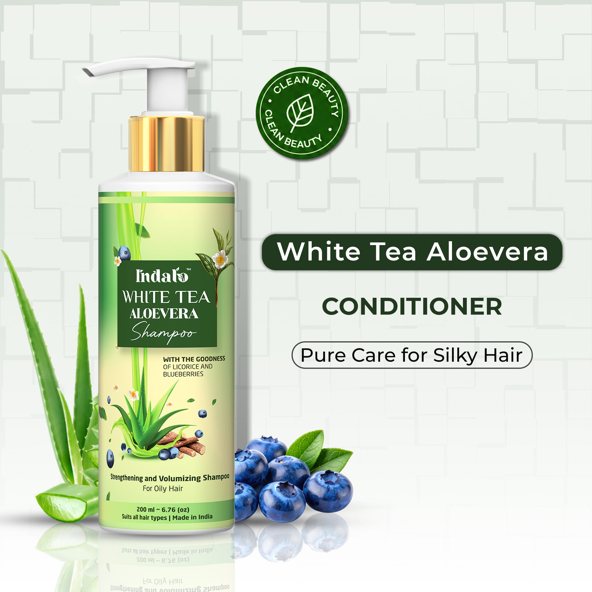 Indalo Natural White Tea Aloevera Shampoo for Oily Hair and Dandruff| Best  Anti-dandruff Shampoo for Oily Scalp and Hair Loss