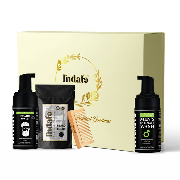 Indalo Complete Mens Grooming Kit Premium Cream Liquid & Powder
