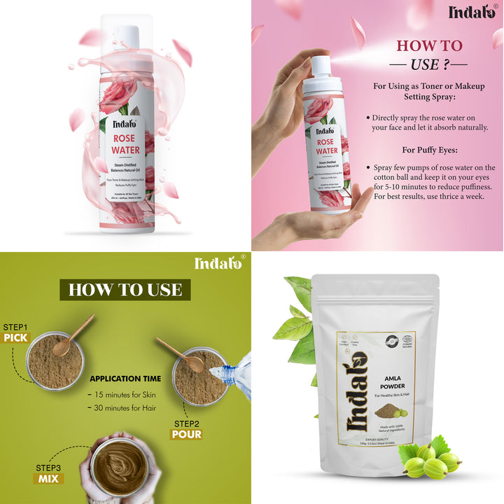 Indalo Amla Powder and Pure Rose Water