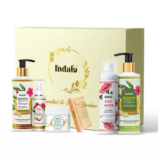 Indalo Rakhi Rituals Gift Box: Complete Haircare In One Bundle (Free Neem Comb) Premium Cream Liquid