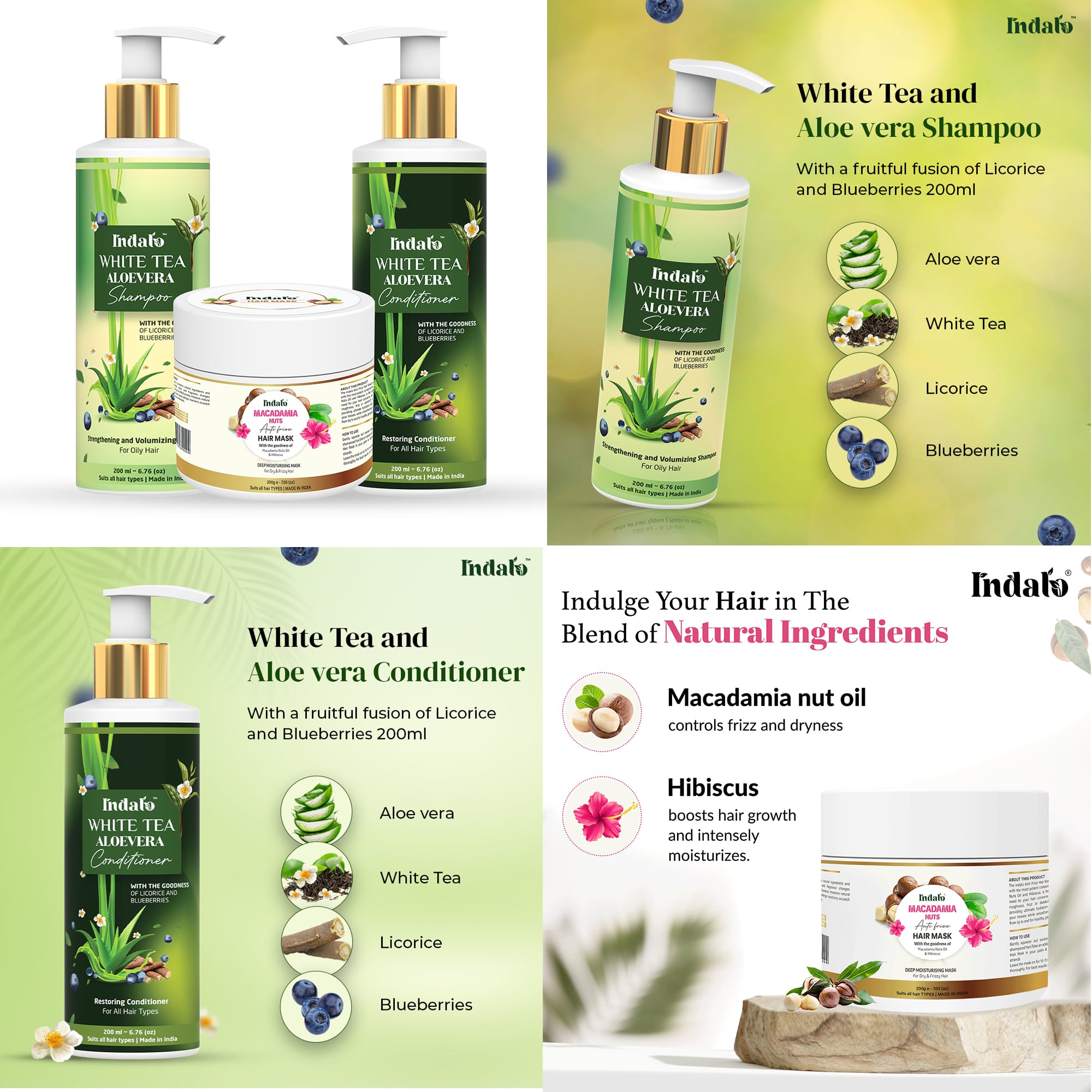 Buy Indalo Hair Care Combo for Dandruff & Frizz Free Hair