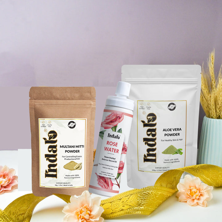 rose water and multani mitti 