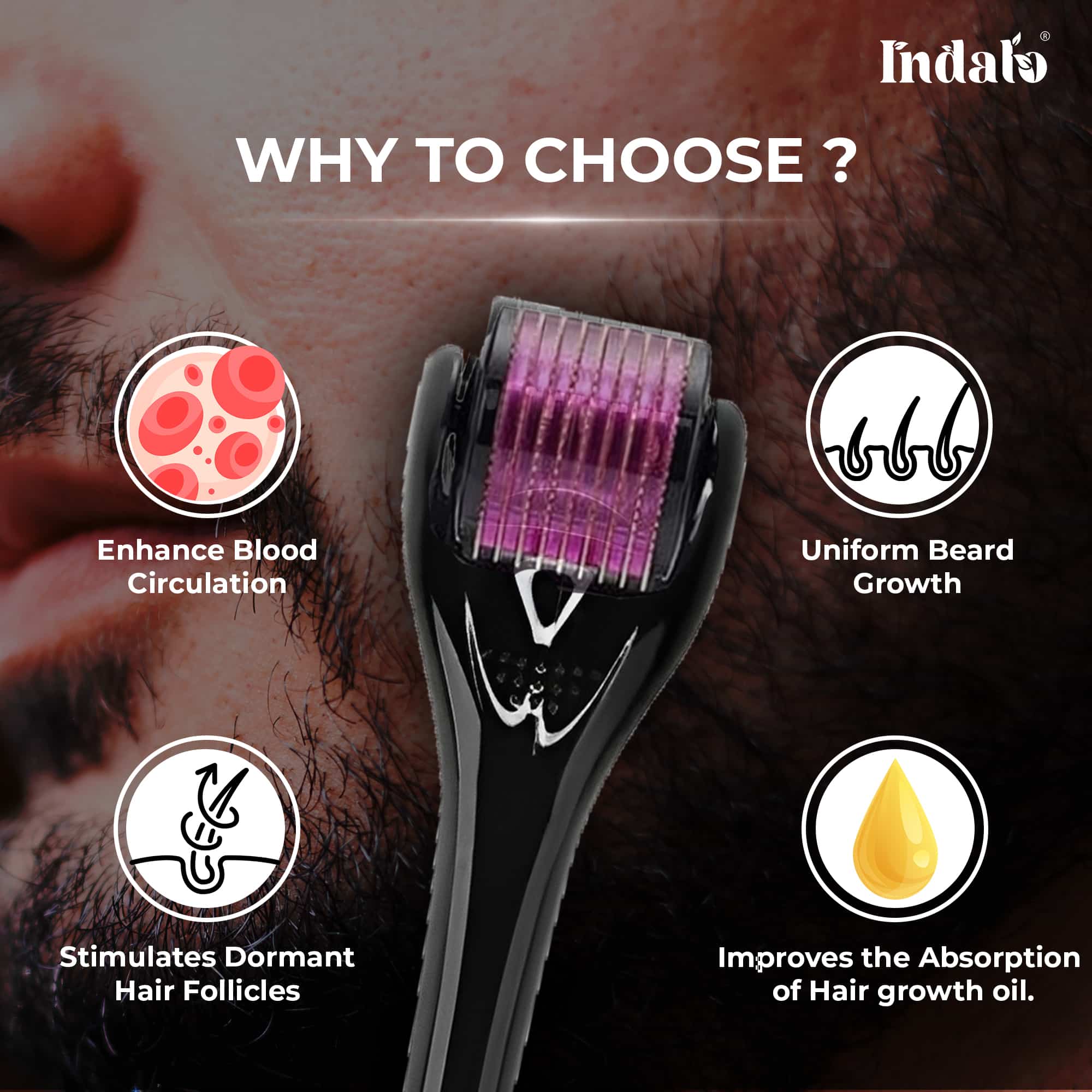 Derma Roller 0.5mm with 540 Titanium Alloy Needles - Indalo