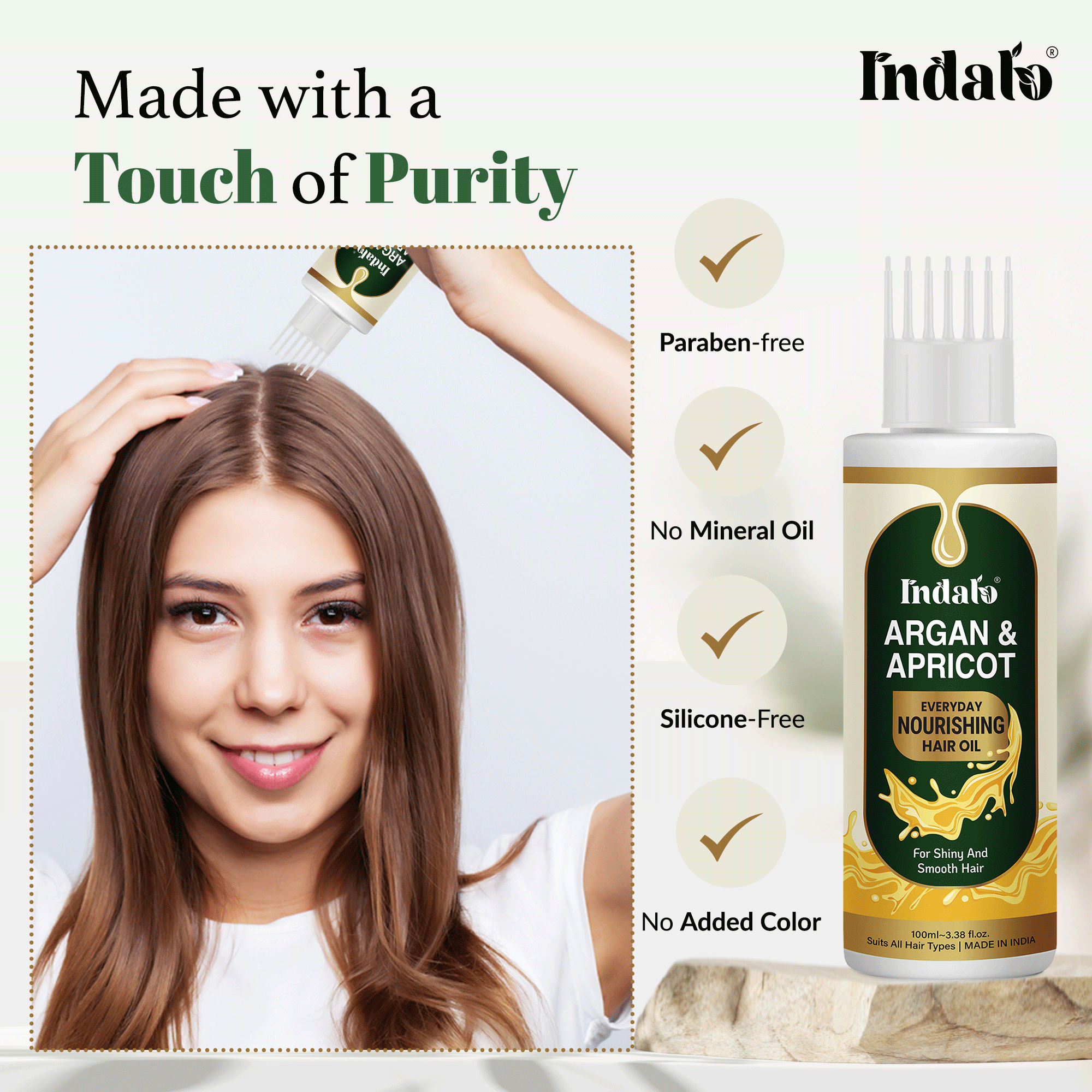 Argan & Apricot Oil for Frizzy & Dry Hair Shop Now at Indalo
