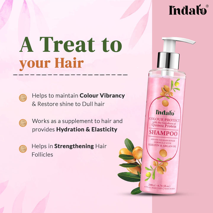 Indalo Quinoa Protein Colour Protect Shampoo With Argan Oil And Keratin Hair Treatment For Treated
