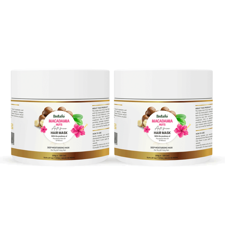 Indalo Macadamia Nuts Anti-Frizz Hair Mask With Goodness Of Hibiscus | For Soft Frizz-Free &