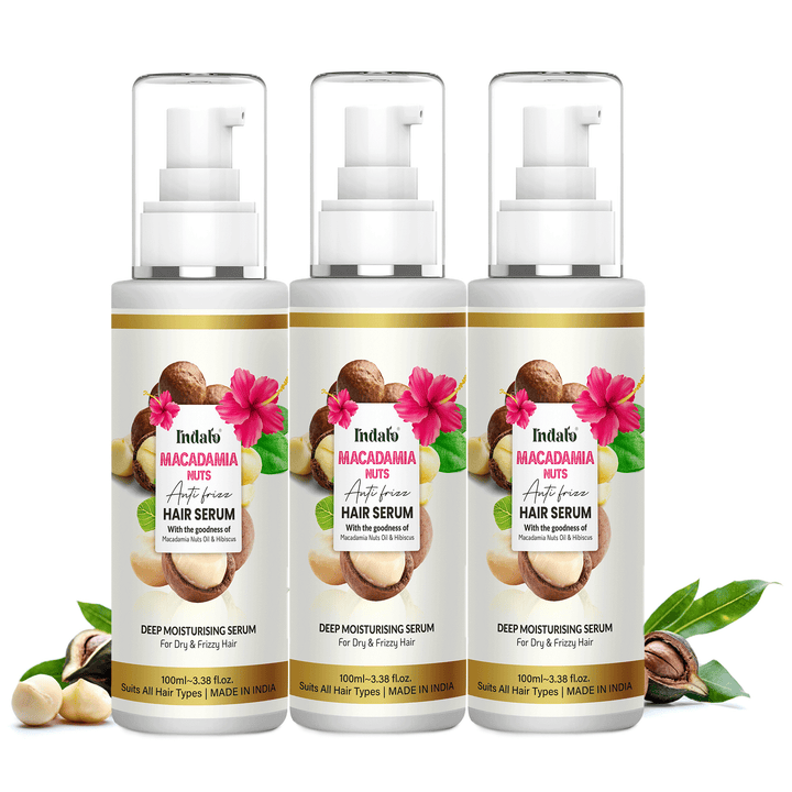 Indalo Macadamia Nuts Anti-Frizz Hair Serum With Hibiscus | For Frizz-Free Shiny & Manageable Free