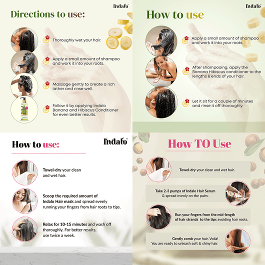 how to use Indalo anti frizz hair kit